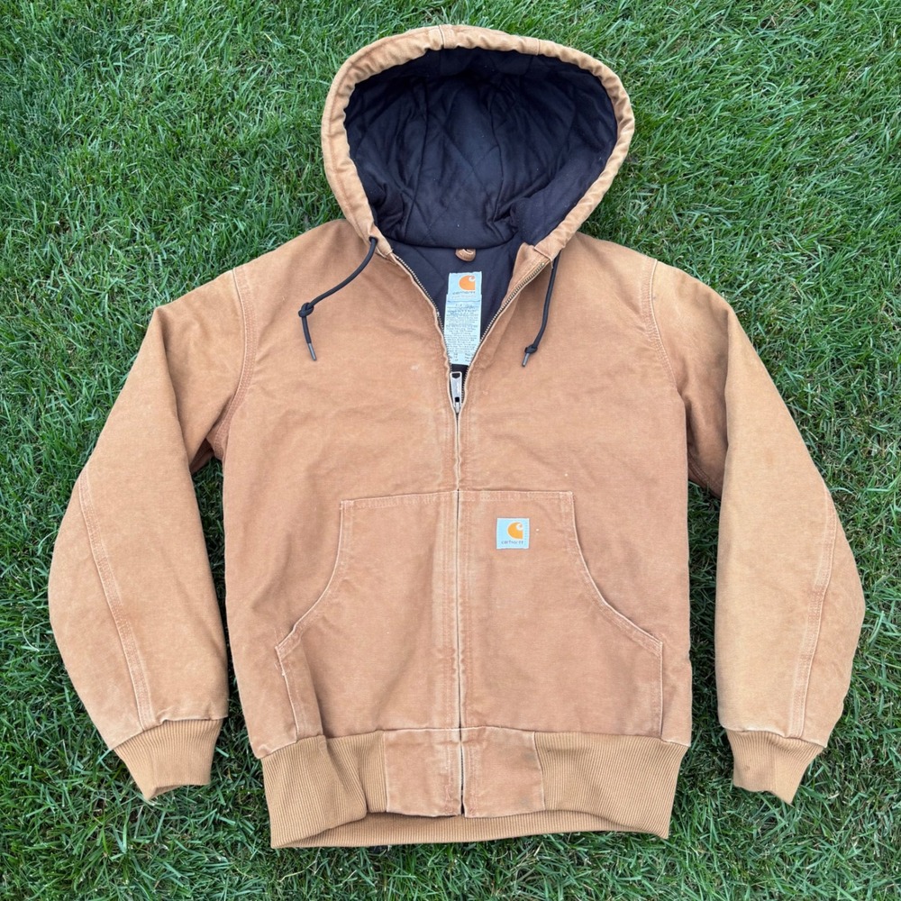 Carhartt WJ130 Women Brown Sandstone Duck Quilted Flannel Lined Active Jacket XS